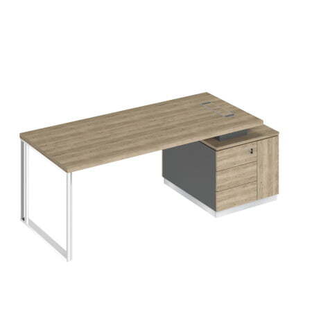 Стол руководителя на опорной тумбе левый Bravo БР 106 2180x900x750 (Дуб гладстоун светлый / Антрацит премиум / Дуб гладстоун светлыйСерый)