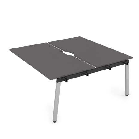 10БДСВ.289 Стол системы Бенч с вырезом, сдвоенный, на 2 рабочих места - средний (1400x1635x750) (Graphit/Алюминий матовый металл)