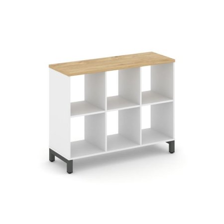 Каркас стеллажа 2 яруса SN.KS-230 (1121х400х881) (Белый/Тиквуд Светлый/Металл Антрацит)