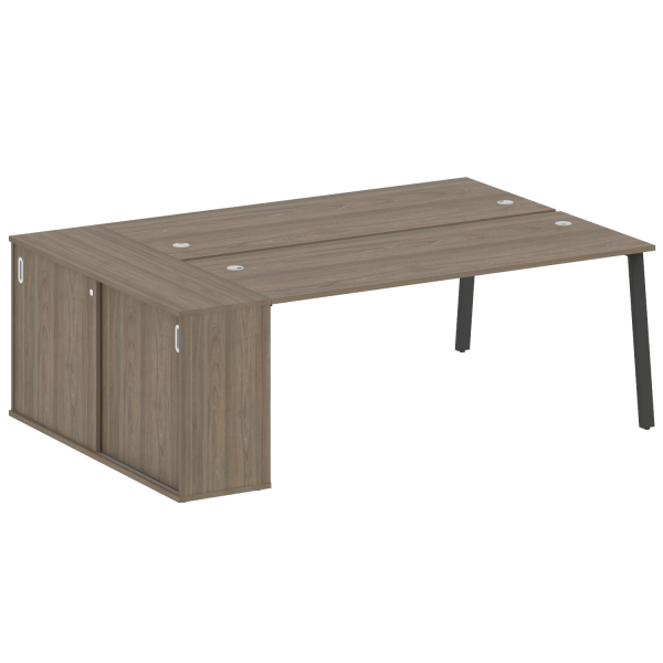 Рабочая станция с шкафом-купе на А-образном м/к Metal System Style БА.РС-СШК-1.5 Т 2210x1475x750 (Вяз/Антрацит металл)