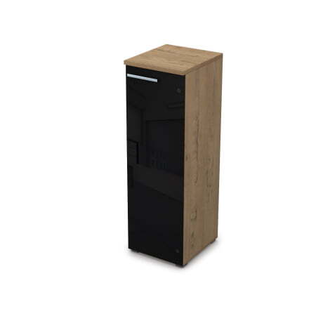 9ПЛ.017.7 Пенал средний со стеклом (400x450x1245), левый (Teakwood)