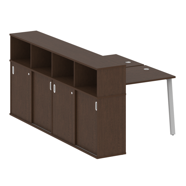 Рабочая станция с шкафом-купе на А-образном м/к Metal System Style БА.РС-СШК-4.1 Т 1410x2332x1098 (Венге Цаво/Серый металл)