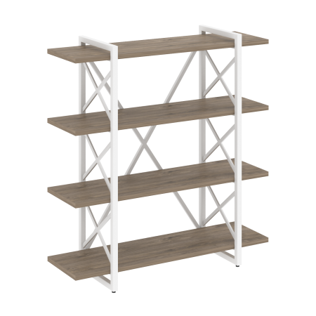 Стеллаж на регулируемых опорах-4 полки VR.L-MST.O-4.8V 1200x400x1280 (Тиквуд Темный/Белый металл)