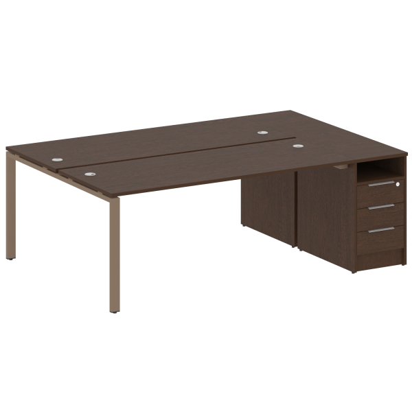 Рабочая станция с опорной тумбой Metal System Style БП.РС-СТП-2.5 2212x1475x750 (Венге Цаво/Мокко металл)