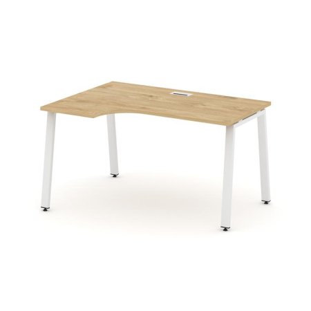 Стол рабочий эргономичный SN-6A.SPA-022(L) (1580х800/980х750) (Тиквуд Светлый/Металл Белый)
