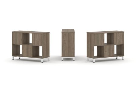 Набор стеллажа 1 сторонний, 2 яруса SN.NS-231 (1121х400х881) (Вяз Благородный/Металл Белый)