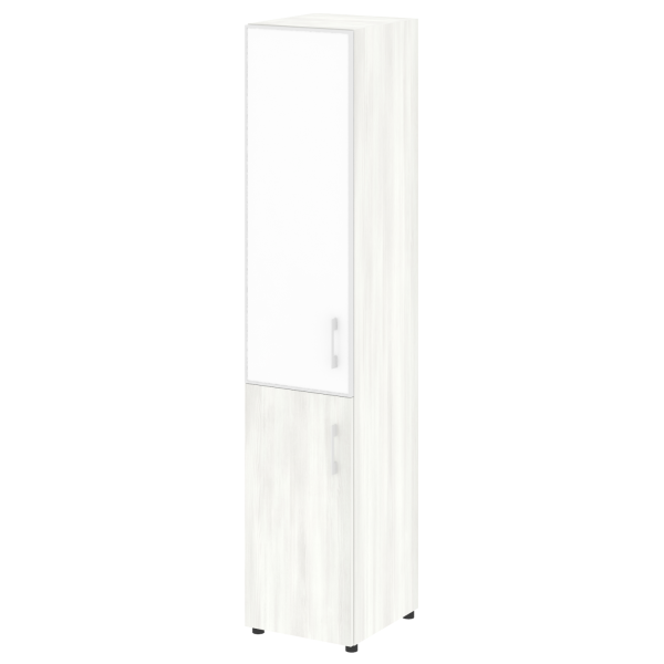 Шкаф для документов узкий со стеклом белым LT.SU-1.2 R (L) White (Снежная Патина)