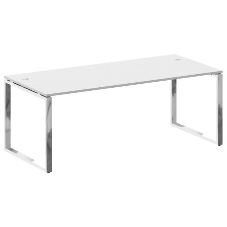 Стол рабочий руководителя на О-обр. м/к 2000x900x750 (Белый/Нерж. Сталь)