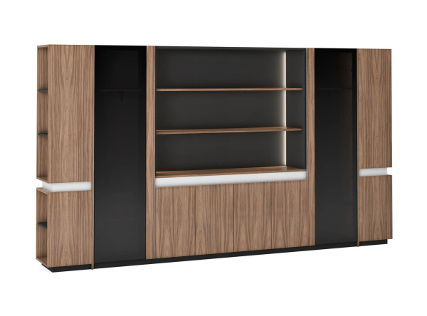 Модульный высокий шкаф GALAXY 350 (3500х420х2000) (Шпон Грецкого ореха TA23YA)