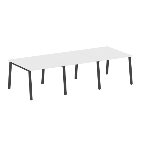 Стол для переговоров (3 столешницы) на А-образном м/к Metal System Style БА.ПРГ-3.1 3000x1235x750 (Белый/Антрацит металл)