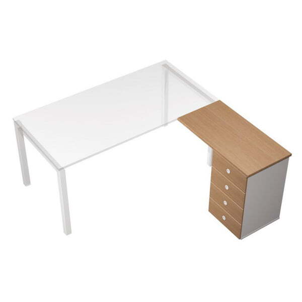 Брифинг-приставка с тумбой 4-ящичной с центральным замком левая/правая Profiquadro КВ 252 БВ 800x460 (Белый премиум / Вишня скандинавская)