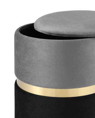 Пуф Кэрри с ящиком велюр серо-черный (Пуф Кэрри серый, черный)