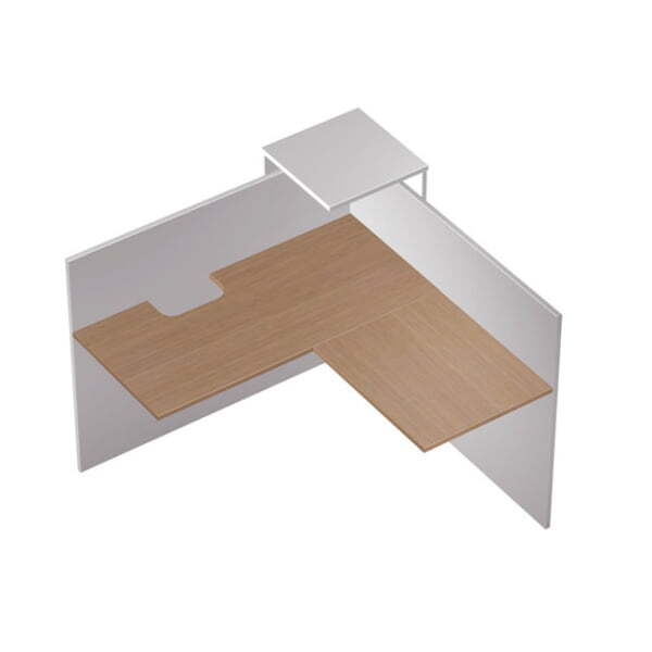 Модуль ресепшн угловой с вырезом, правый PROFIQUADRO КВ 0704 1482x1482x1164 (Белый премиум / Вишня скандинавская)