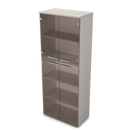 9Ш.005.9 Шкаф высокий со стеклом (800x450x2045) (Ivory)