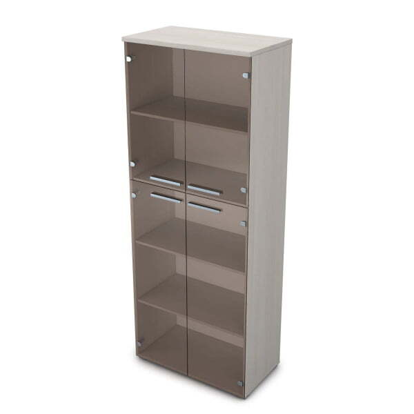 9Ш.005.9 Шкаф высокий со стеклом (800x450x2045) (Ivory)