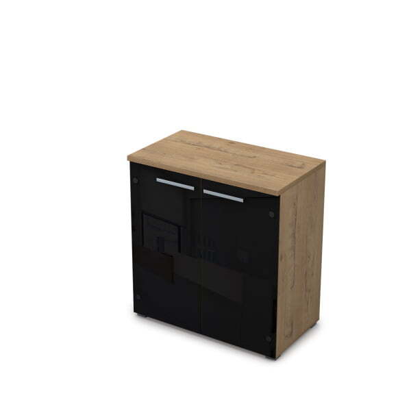 9Ш.023.4 Шкаф низкий со стеклом (800x450x845) (Teakwood)