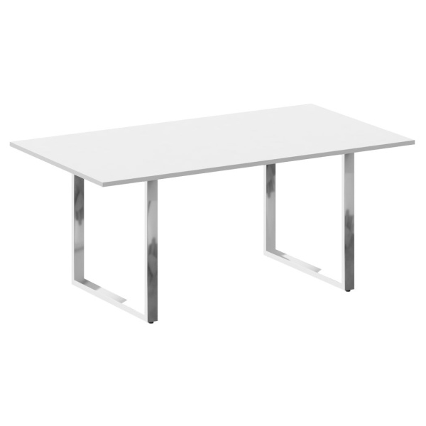 Стол переговорный на О-обр. м/к БО.ПРГ-180 1800x1000x750 (Белый/Нерж. Сталь)
