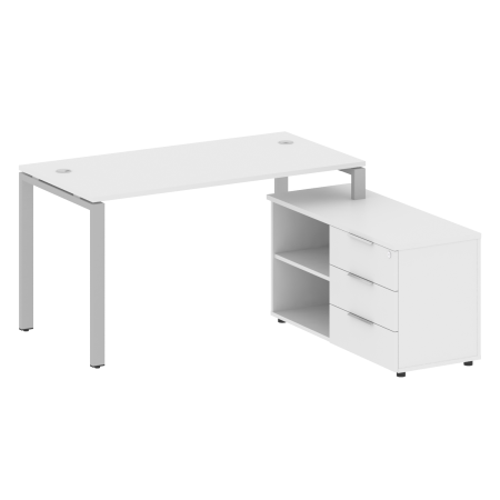 Рабочая станция с опорной тумбой правая Metal System Style БП.РС-СТС-2.3 Пр 1500x1520x750 (Белый/Серый металл)