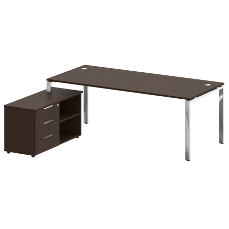 Стол для руководителя с тумбой левый БГ.СРТ-6.9 (L) 2100x1720x750 (Венге Цаво/Нерж. Сталь)