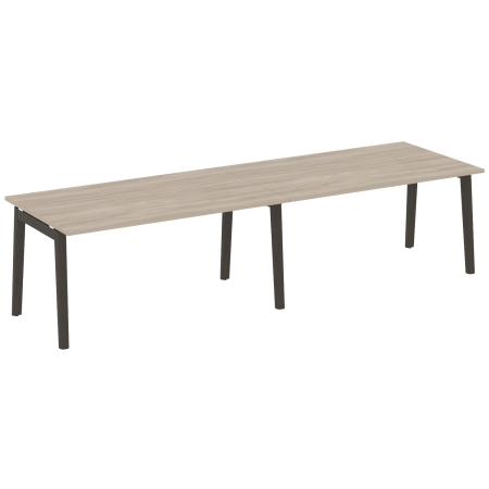 Стол переговорный на деревянных опорах Onix Wood OW.PRG-2.4 3160x980x750 (Дуб Аттик/Дуб Темный)