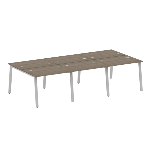 Рабочая станция на 6 рабочих места на А-образном м/к Metal System Style БА.СМ-6.1 3000x1475x750 (Вяз/Серый металл)