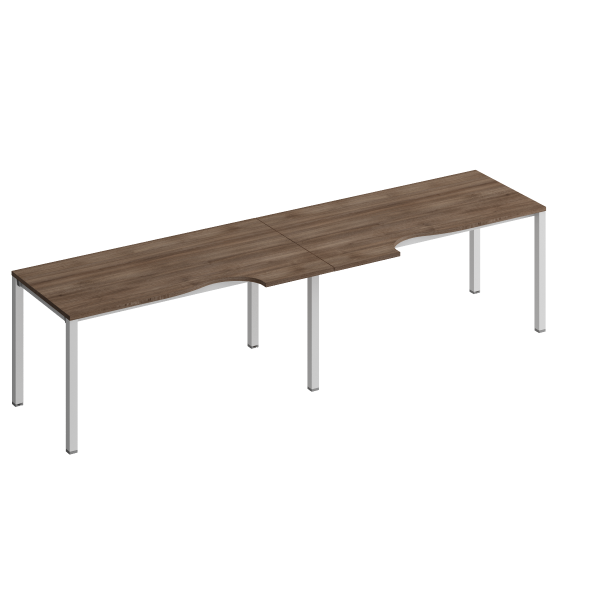 Рабочая станция со столами эргоном. на металлокаркасе КФ (2х160) Комфорт КФ К.1139-2 3200x900x750 (Дуб шамони темныйСерый)