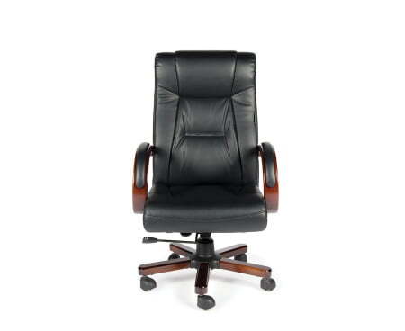 Кресло офисное / Консул / дерево палисандр / черная экокожа (Черный)
