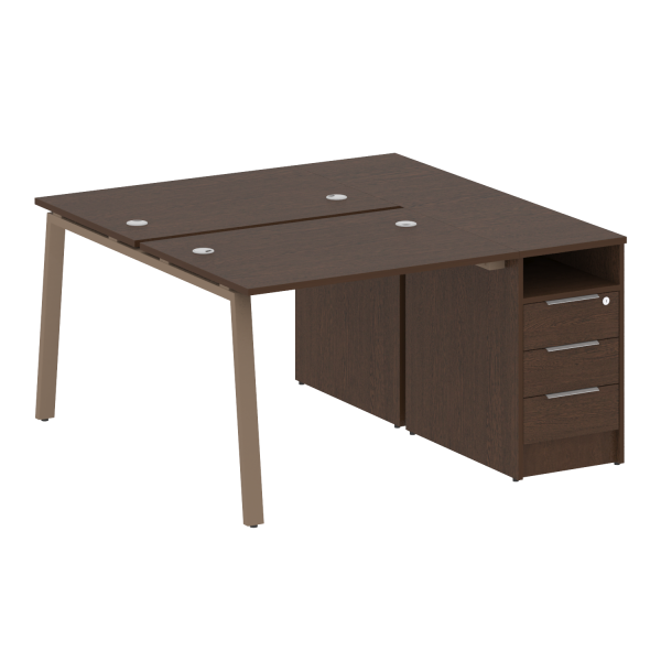 Рабочая станция с тумбой на А-образном м/к Metal System Style БА.РС-СТП-2.1 1412x1475x750 (Венге Цаво/Мокко металл)