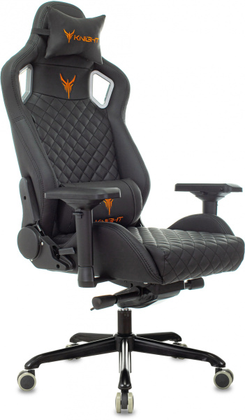 Кресло игровое Knight TITAN черный ромбик эко.кожа с подголов. крестов. металл (Черный)