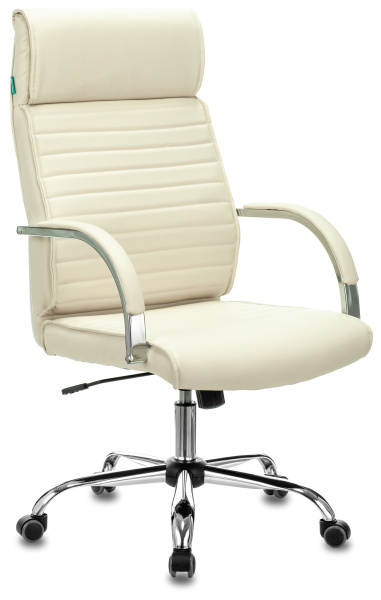 Кресло руководителя T-8010N слоновая кость OR-10 эко.кожа крестов. металл хром (Слоновая кость)