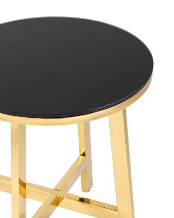 Журнальный стол 50*50 АЛЬБА золото стекло черное (Журнальный стол Альба золотой)