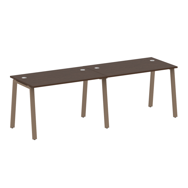 Рабочая станция на 2 рабочих места на А-образном м/к Metal System Style БА.СМ-2.2 2400x720x750 (Венге Цаво/Мокко металл)