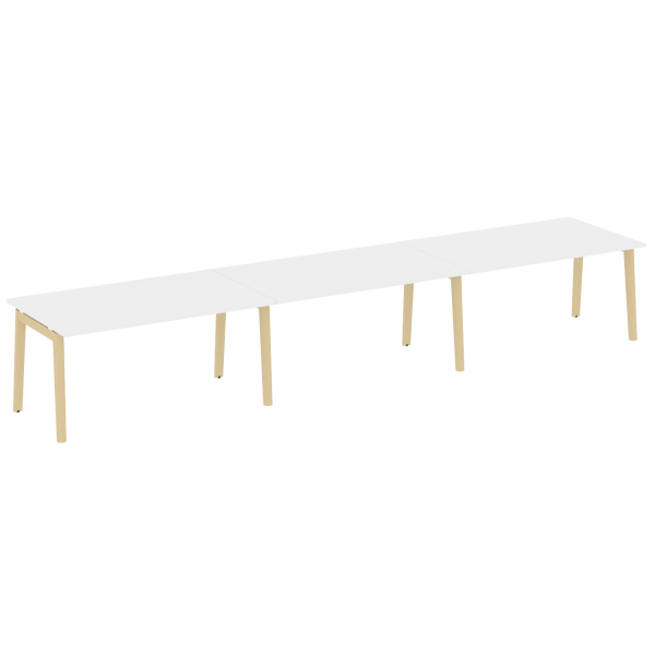 Стол переговорный на деревянных опорах Onix Wood OW.PRG-3.4 4740x980x750 (Белый Бриллиант/Дуб Светлый)