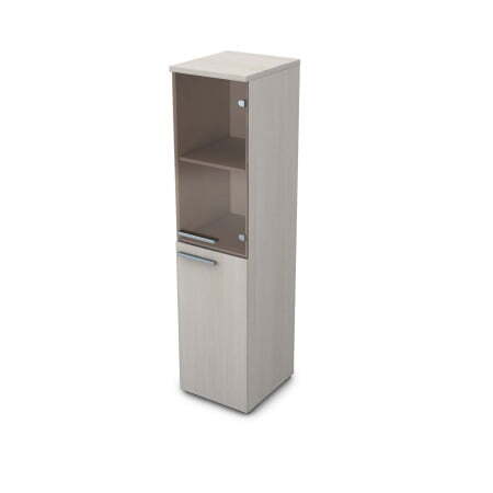 9П.004.6 Пенал со стеклом (400x450x1645) (Ivory)