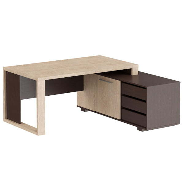 Стол руководителя на опорной тумбе, правый Alto ACT 1716 R 1750x1600x750 (Венге Магия/Дуб Девон)