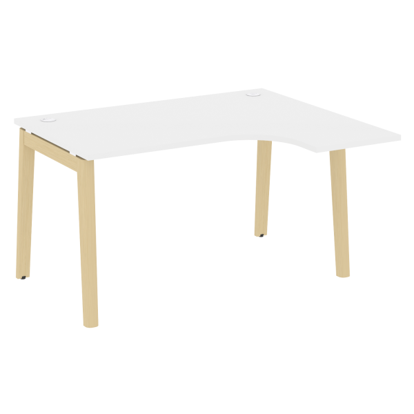 Стол эргономичный правый на деревянных опорах Onix Wood OW.SA-3R 1380x1180x750 (Белый Бриллиант/Дуб Светлый)