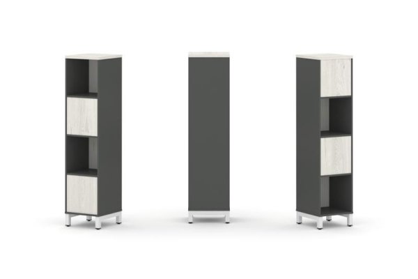 Набор стеллажа 2-х сторонний, 4 яруса SN.NSD-411 (387х400х1615) (Антрацит/Дуб Наварра/Металл Белый)