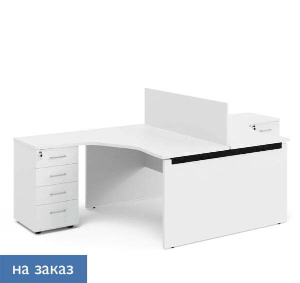 TOUR WOOD Бенч-система угловая 2 рабочих места 158 (Белый/Антрацит)