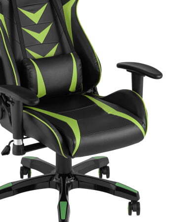 Кресло игровое TopChairs Corvette зеленое (Геймерское кресло Corvette черный, зеленый)