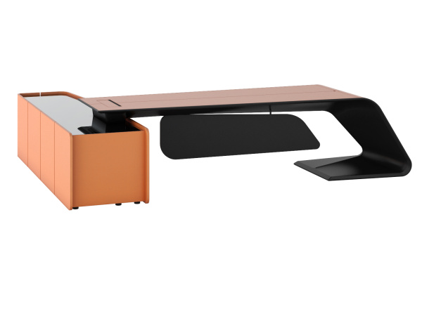 Стол письменный правый BUGATTI 266х220 (2660х2200х760) (Оранжевая кожа MA1-30)