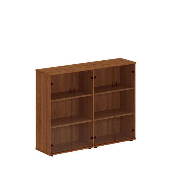 Шкаф комбинированный средний (закрытый + стекло) Престиж Исп.22 1750x460x1360 (Темный орех)