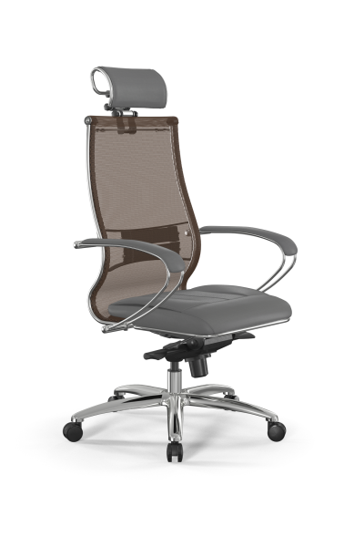 Кресло для руководителя Метта Samurai L2-6K - TS+Infinity /Kc00/Wm06/K2cL/H2cL-3D(M06.B31.G04.W03) (Светло-коричневый | Серый)