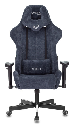 Кресло игровое Zombie VIKING KNIGHT Fabric синий Light-27 с подголов. крестов. металл (Синий)