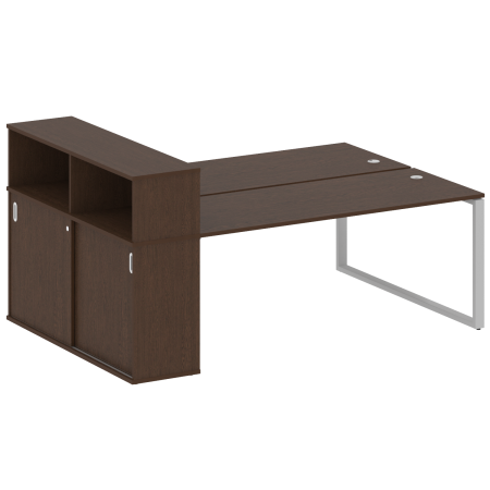 Рабочая станция с шкафом-купе на О-образном м/к Metal System Style БО.РС-СШК-2.5 Т 2210x1475x1098 (Венге Цаво/Серый металл)