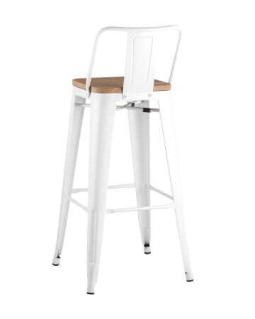 Стул барный TOLIX WOOD со спинкой белый глянцевый (Стул барный Tolix белый)