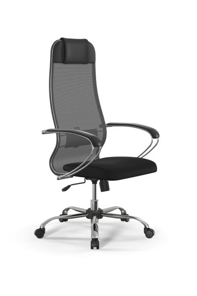 Кресло для руководителя Метта Sit 10 B1-180K - X2+UMF(X1) /Um00/Wh00/K1cL(M09.B21.G20.W01) (Светло-серый | Черный)