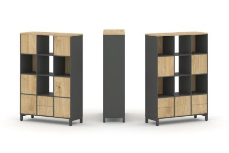 Набор стеллажа 2-х сторонний, 4 яруса SN.NSD-431 (1121х400х1615) (Антрацит/Тиквуд Светлый/Металл Антрацит)