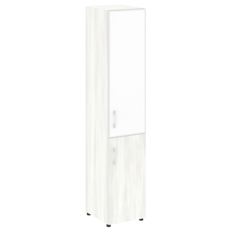 Шкаф для документов узкий со стеклом белым LT.SU-1.2 R (R) White (Снежная Патина)