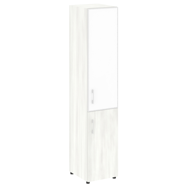 Шкаф для документов узкий со стеклом белым LT.SU-1.2 R (R) White (Снежная Патина)