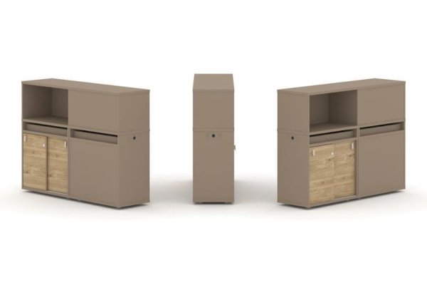 Тумба двойная + низкая надставка ES.NB.2N-20 (1500х410х1135) (Латте/Тиквуд Светлый)